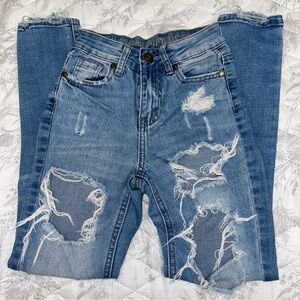 USED Distressed High Rise Ankle Length GOGO Jeans